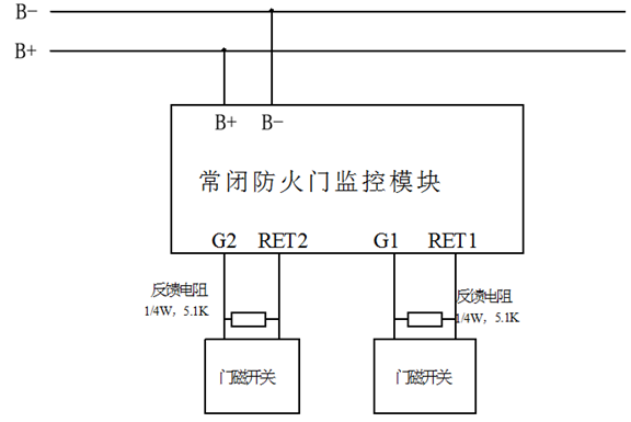 HM3002常閉防火門(mén)監(jiān)控模塊接線(xiàn)方式