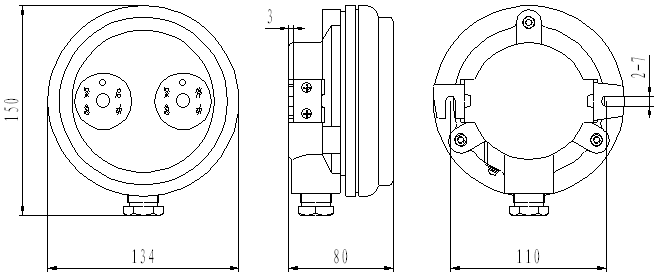 JDJQ-1防爆緊急啟動(dòng)/停動(dòng)按鈕外形結(jié)構(gòu)示意圖