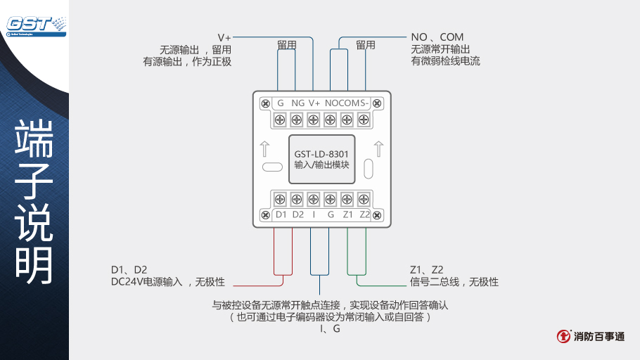 GST-LD-8301輸入/輸出模塊端子說明