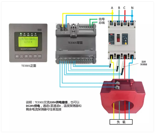 <a href=http://www.xiaofangw.com/dianqihuozai/ target=_blank class=infotextkey>電氣火災監(jiān)控</a>系統(tǒng)接線